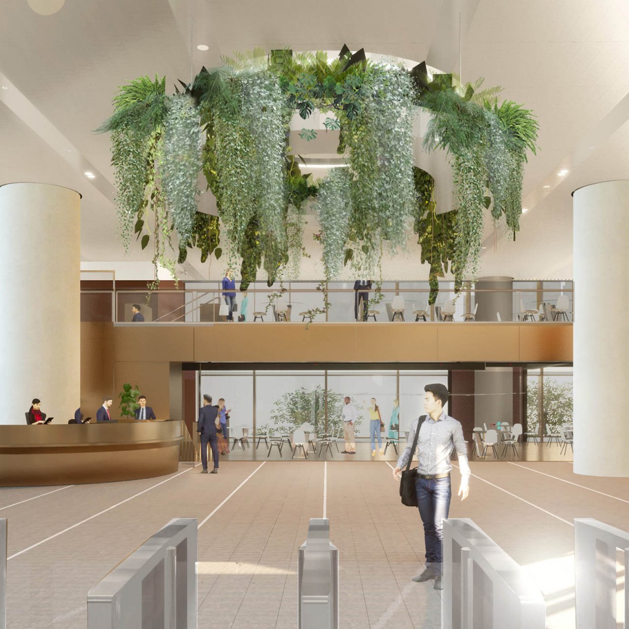 Artist's impression of the reception lobby on level two of 1 Elizabeth