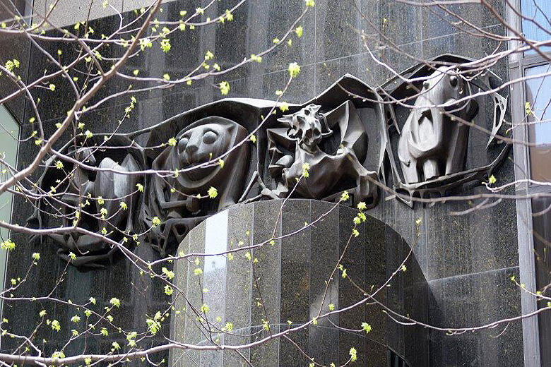 Image of Four Continents artwork, outside of 55 Hunter Street