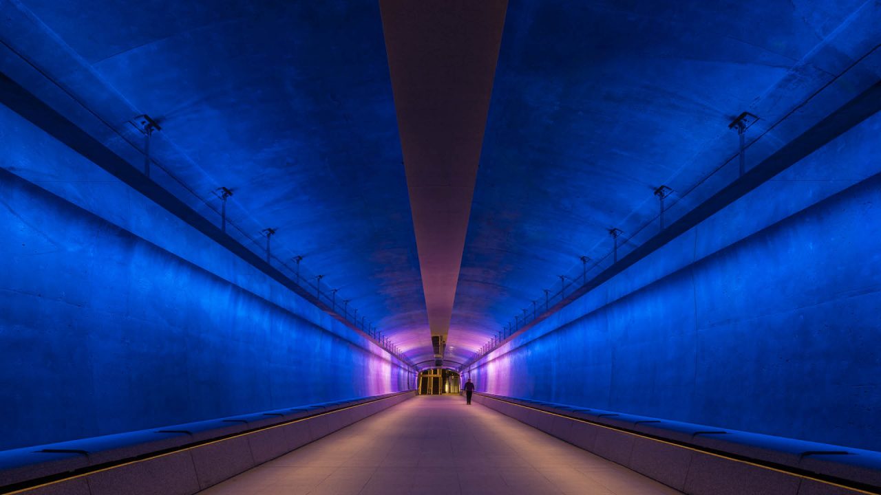 Muru Giligu Tunnel with purple and pink lights